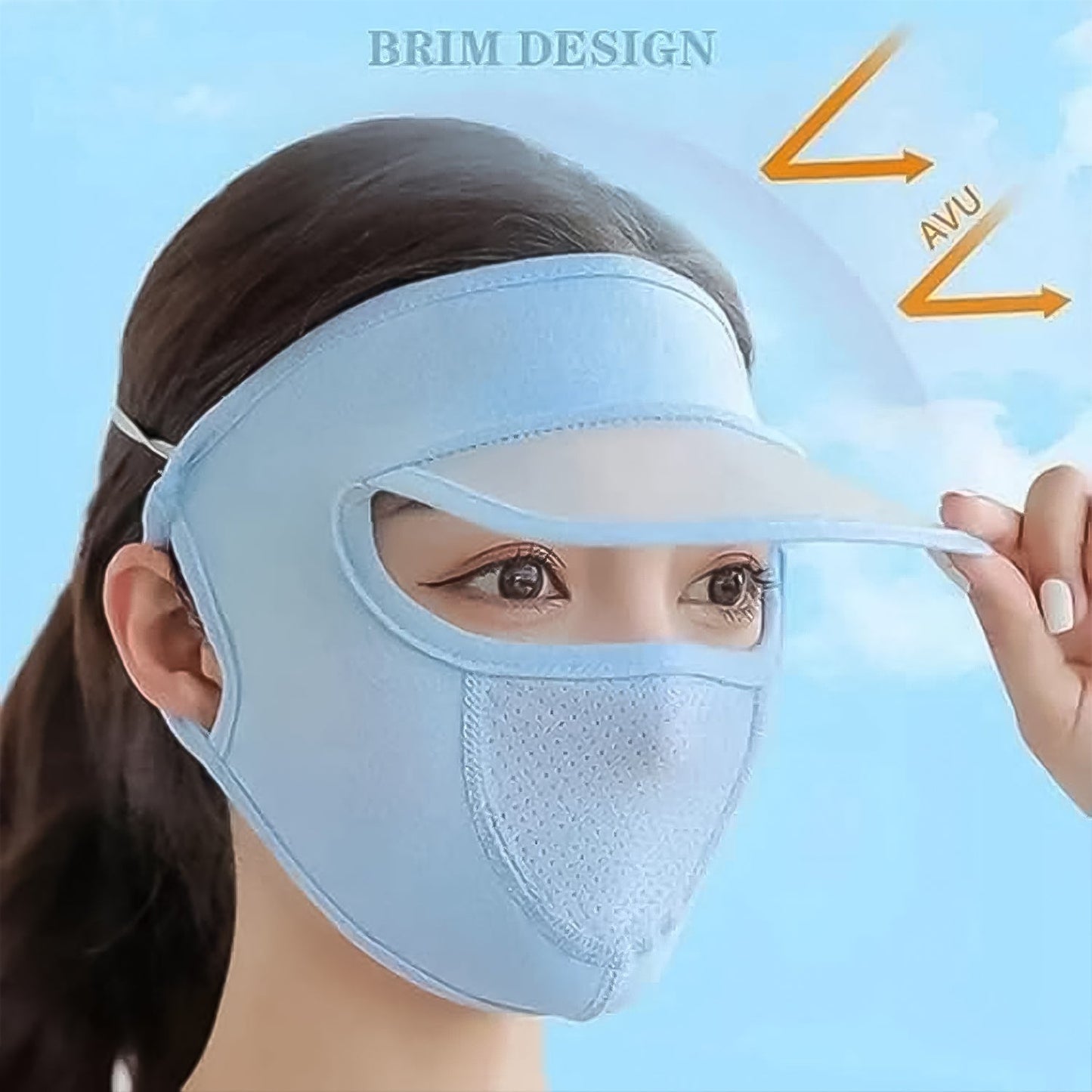 Women’s Full Face UV Protection Cap with Built-in Mask & Wide Brim Visor (1 Pc) Signature Kart