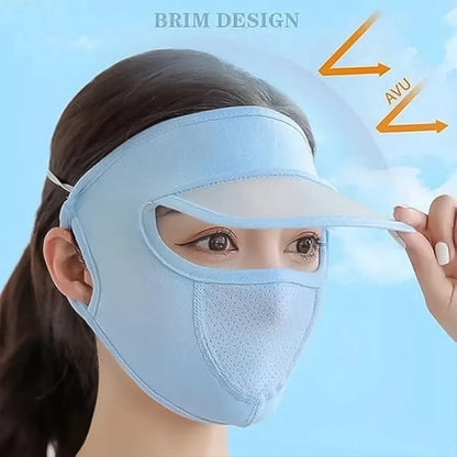 Women’s Full Face UV Protection Cap with Built-in Mask & Wide Brim Visor (1 Pc) Signature Kart