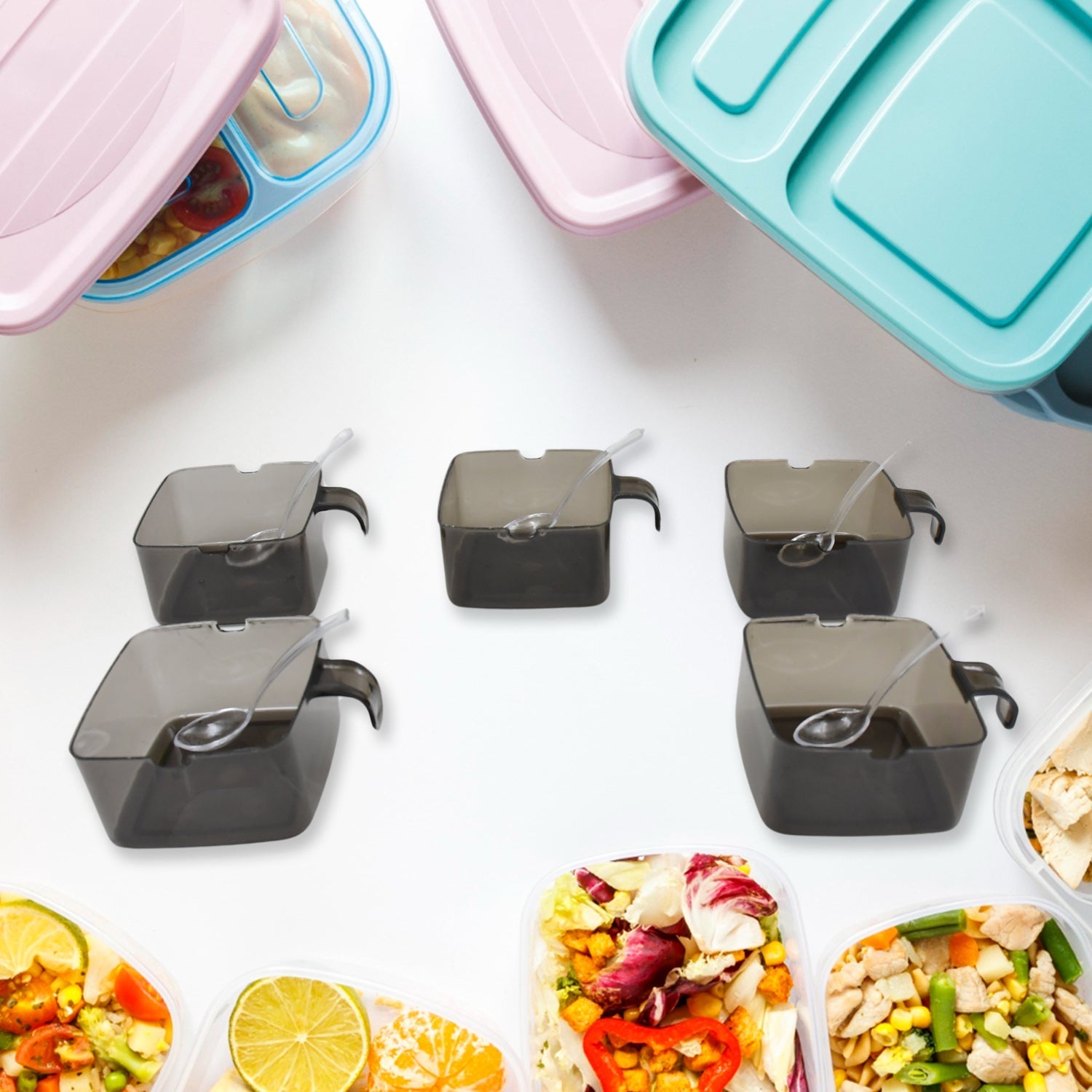 Rotating Spice Jars Vertical Rotatable Seasoning Box 5 Section / Tier 5 Spoon (1 Set) signaturekarts