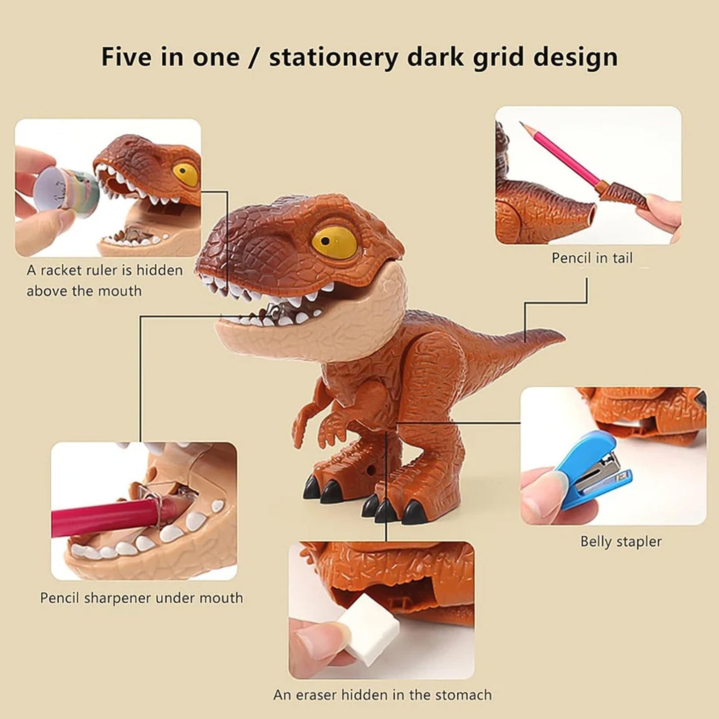 Dinosaur Shaped Stationery Gift Set for Kids Set (Mix Design) signaturekarts