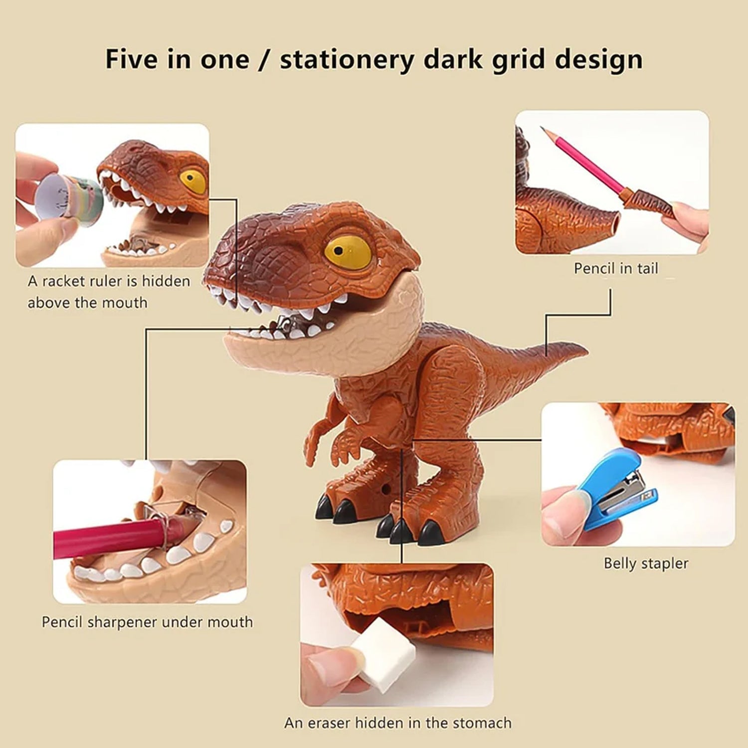 Dinosaur Shaped Stationery Gift Set for Kids Set (Mix Design) signaturekarts