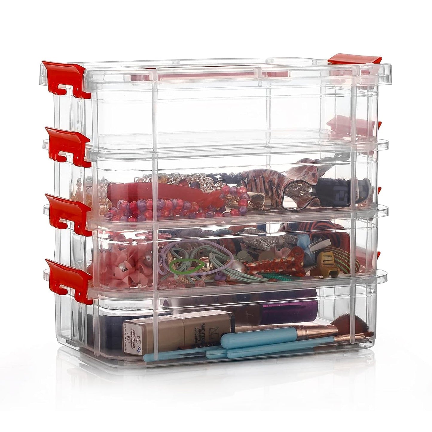 4-Layer Transparent Multipurpose Plastic Storage Box Signature kart