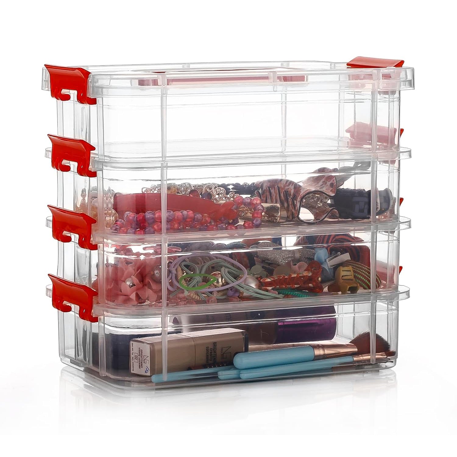 4-Layer Transparent Multipurpose Plastic Storage Box Signature kart