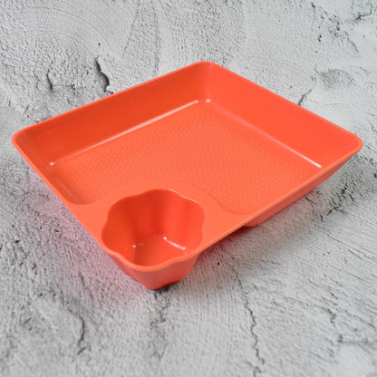 Plastic Plates with Dipping Saucer & Round Dip Part (1 Pc / 18×16 Cm / 1 Pc) Signaturekarts