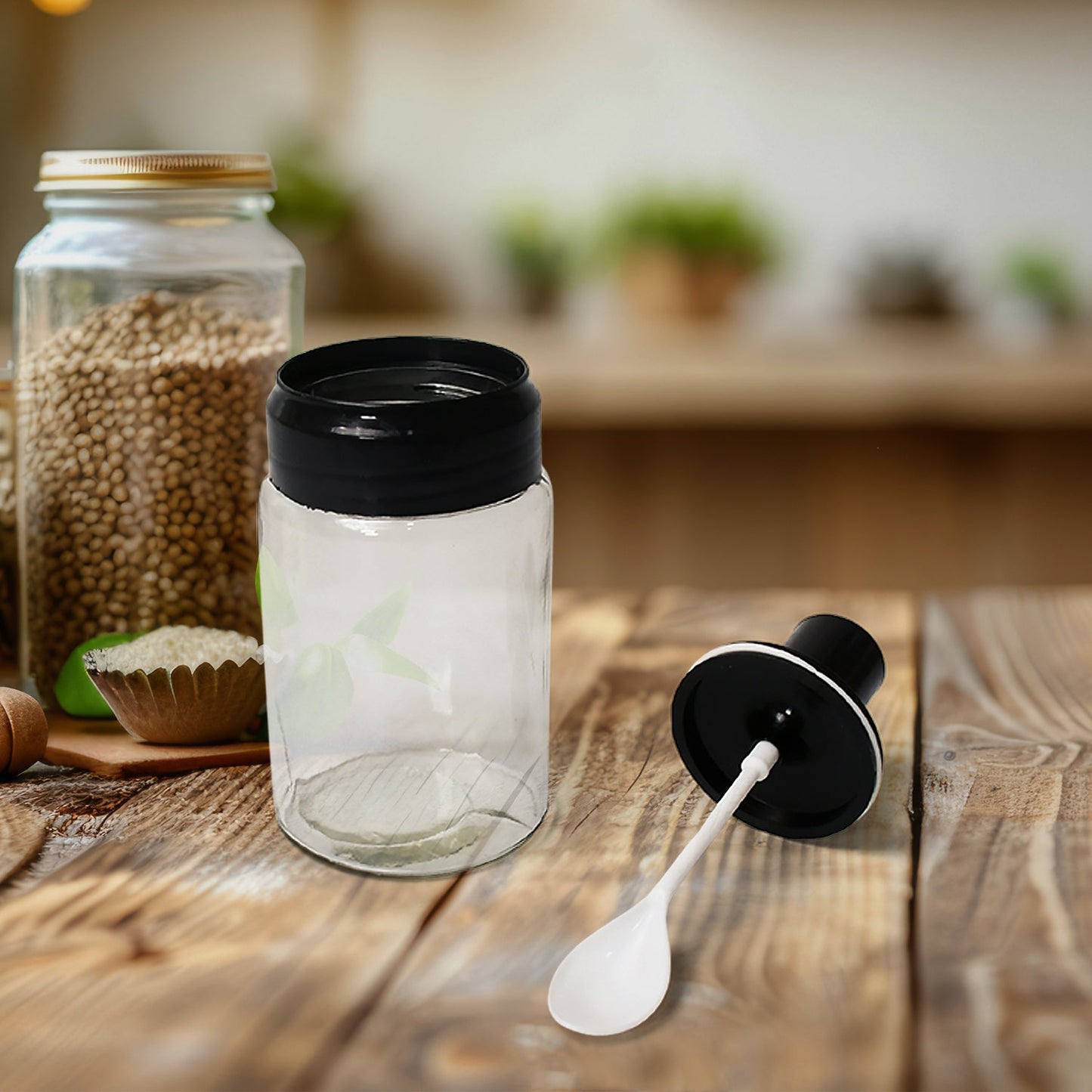 Transparent Glass Oil Dispenser 500 ML Bottle Set of 2, Spice Jar 250 ML Set of 3, Oil Bottle for Kitchen, Oil & Vinegar Storage Glass Bottle, Glass Container for Spice, Masala (5 Pcs Set) signaturekarts