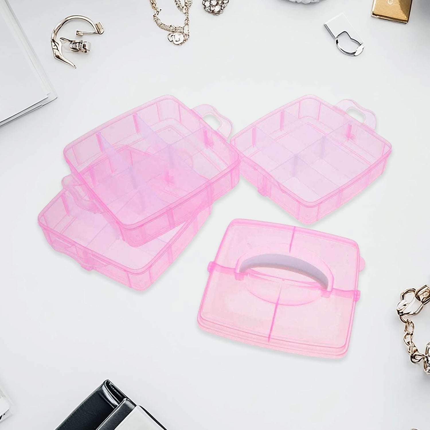 Versatile 18-Grid 3-Layer Transparent Plastic Organizer Box signaturekarts