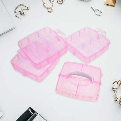 Versatile 18-Grid 3-Layer Transparent Plastic Organizer Box signaturekarts