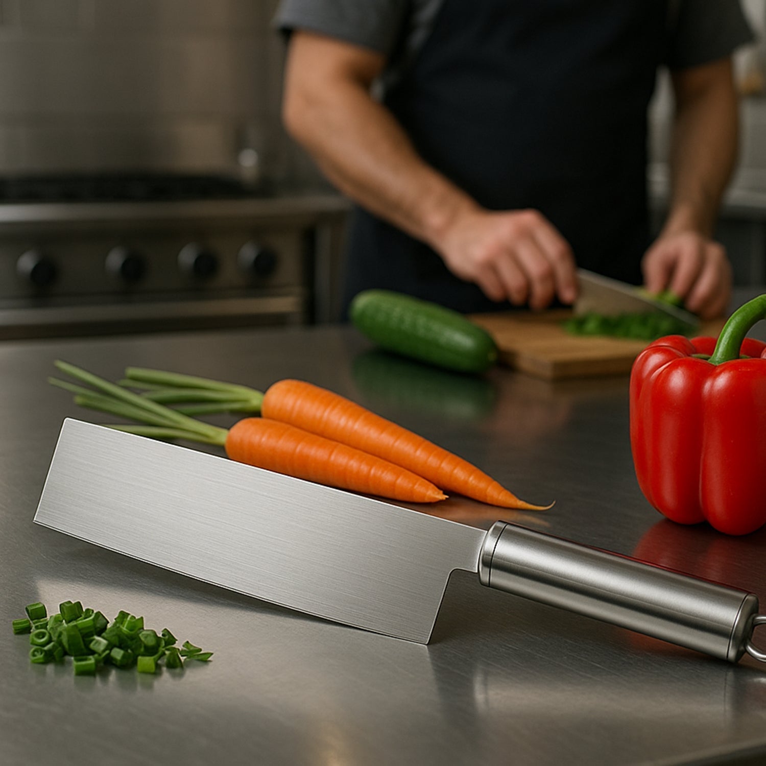 Professional-Grade Stainless Steel Vegetable Cleaver Knife 1 Pc signaturekarts