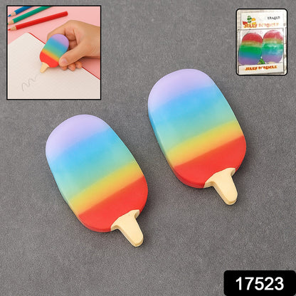 Jelly Popsicle Erasers – Cute & Fancy Mini Erasers for Kids (2 Pc Set, Mix Design) signaturekarts