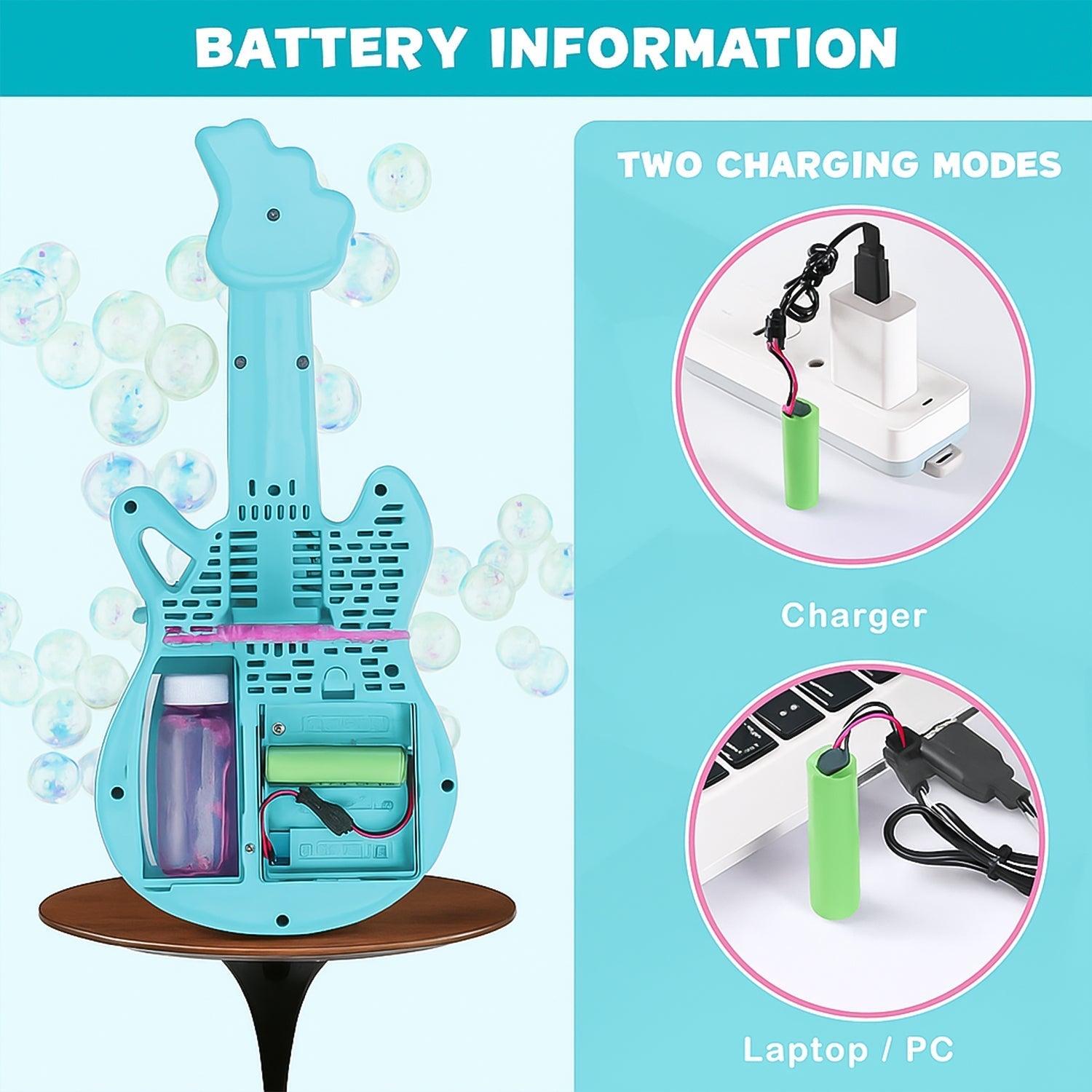 Electric Automatic Guitar-Shaped Bubble Machine set signaturekarts