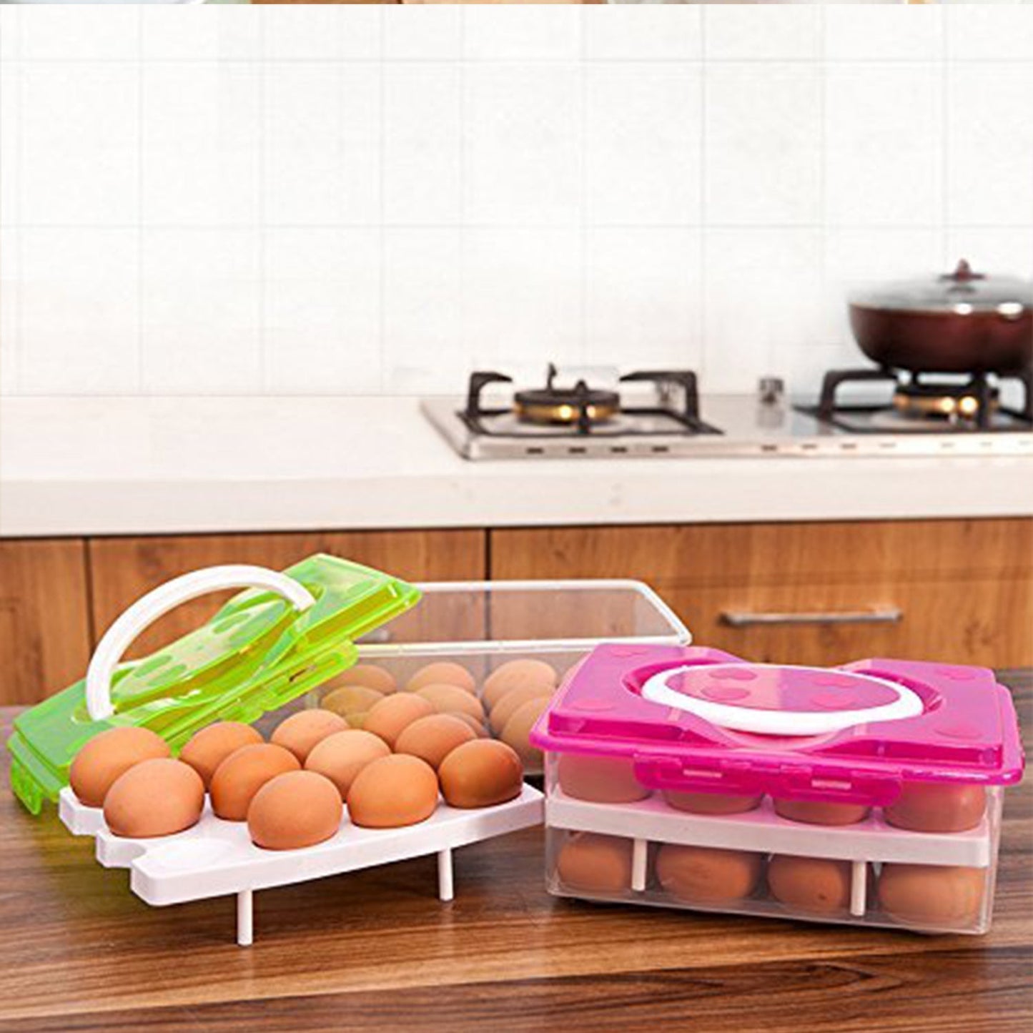 2 Layer 32 Grid Egg Tray with Lid Carrier Holder1 Pc signaturekarts