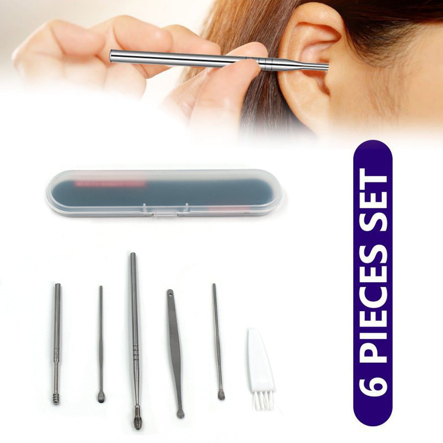 6Pcs Earwax Removal Kit | Ear Cleansing Tool Set | Ear Curette Ear Wax Remover Tool signaturekarts