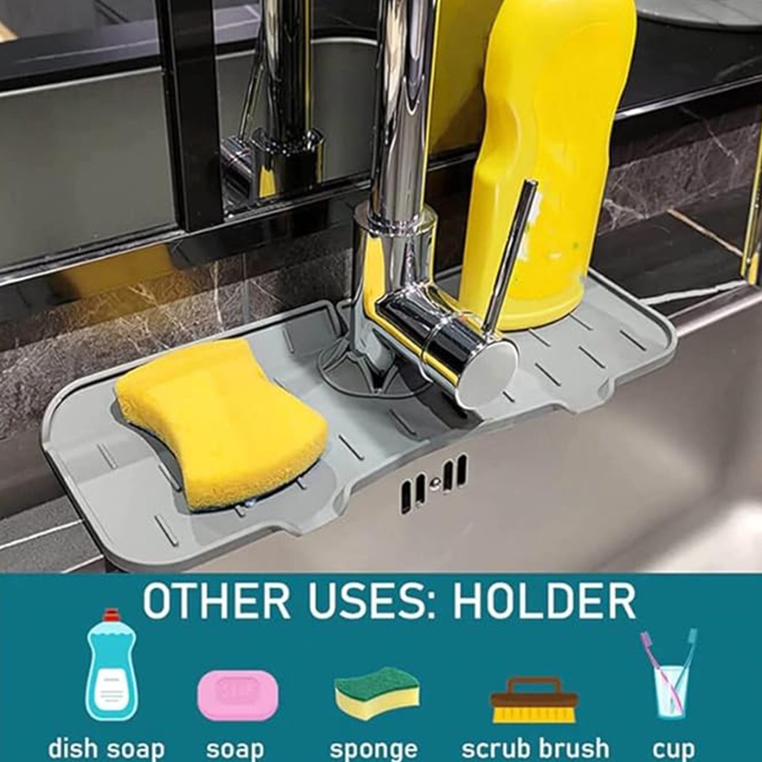 Silicone Sink Faucet Pad / Mat (1 Pc / 33x12 Cm) Signaturekarts