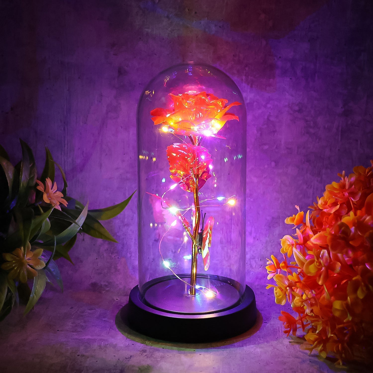Elegant LED Eternal Rose in Plastic Dome (1 Pc / Battery Not included) Signature kart