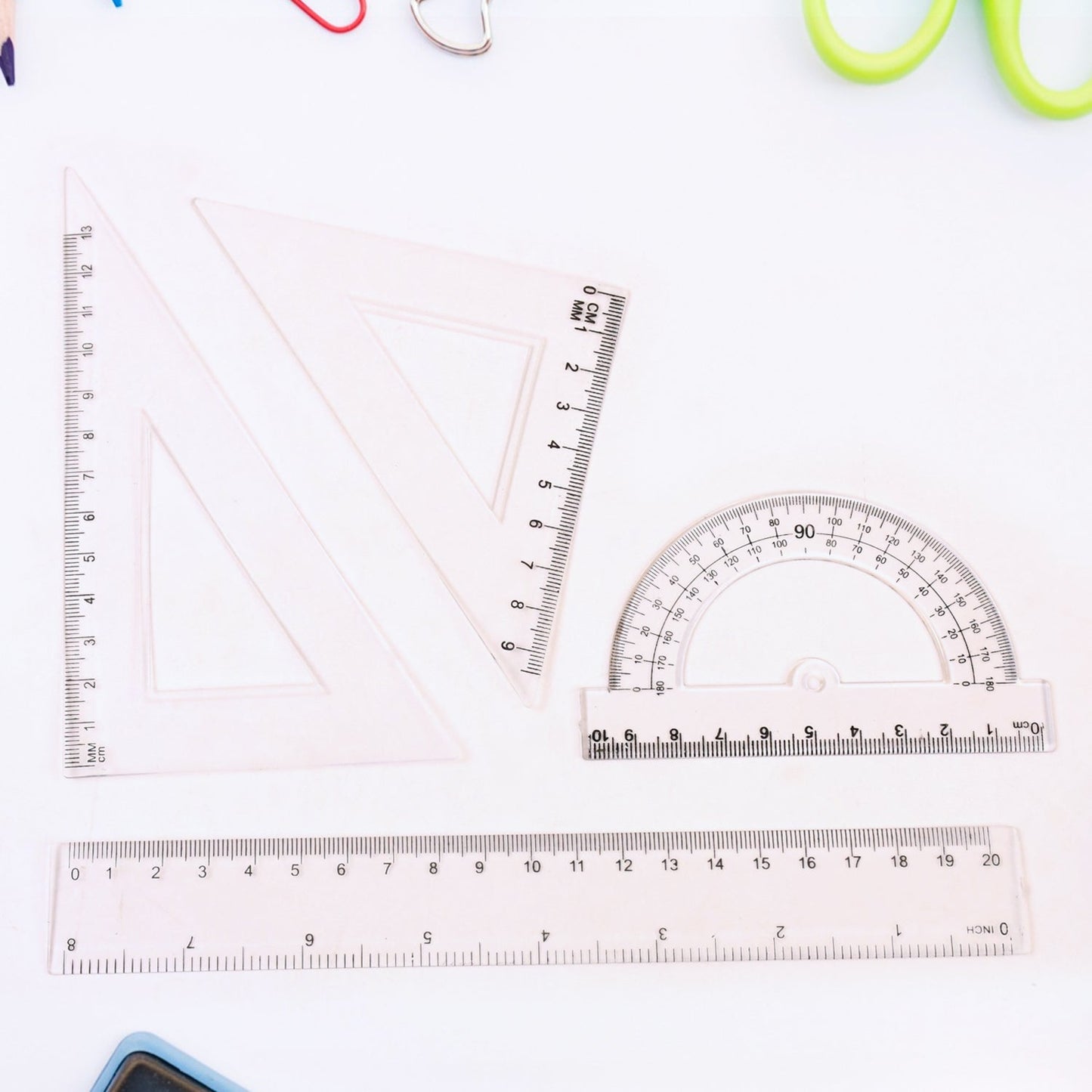 Plastic Geometry Set, Triangle Ruler Protractor Straight Ruler (4 Pcs Set) Signature kart