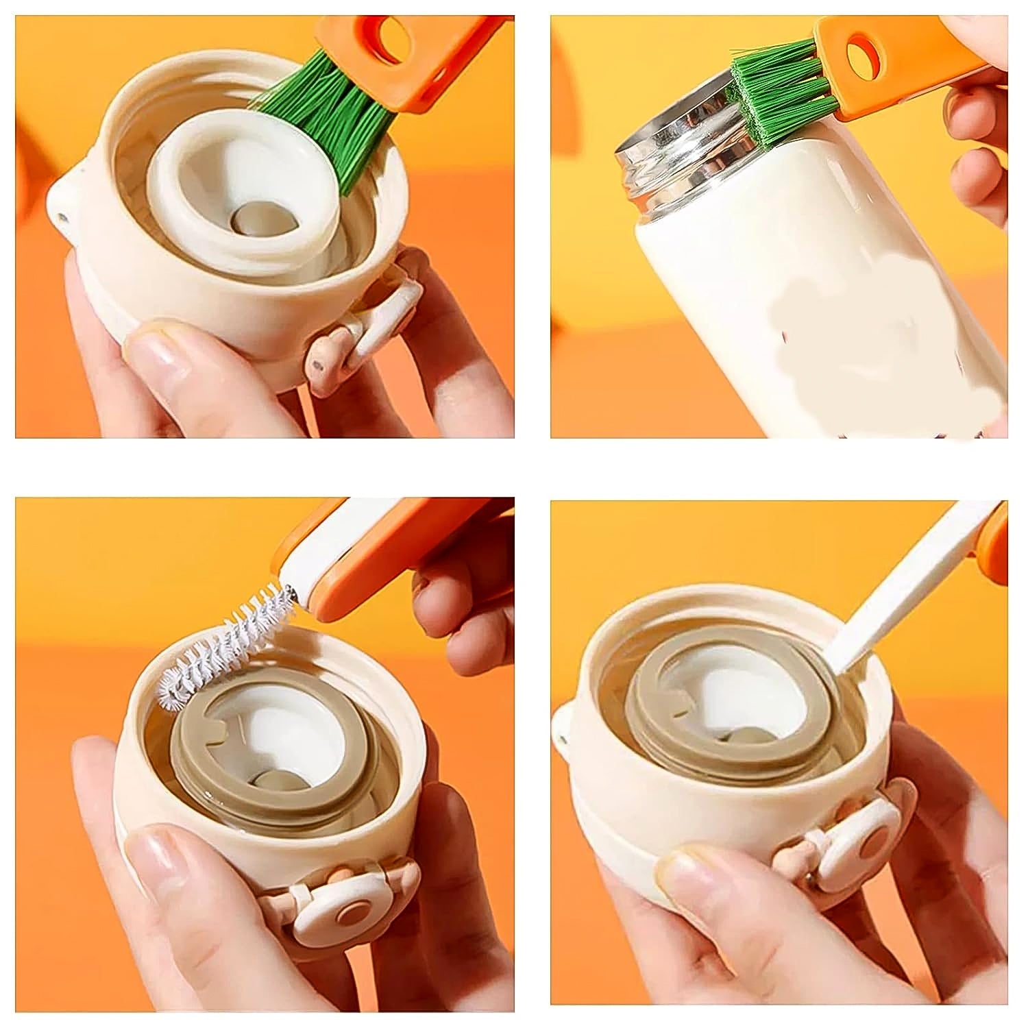 3-in-1 Multifunctional Cleaning Brush Set – Mini Bottle, Cup & Lid Cleaner (1 Pc) signaturekarts