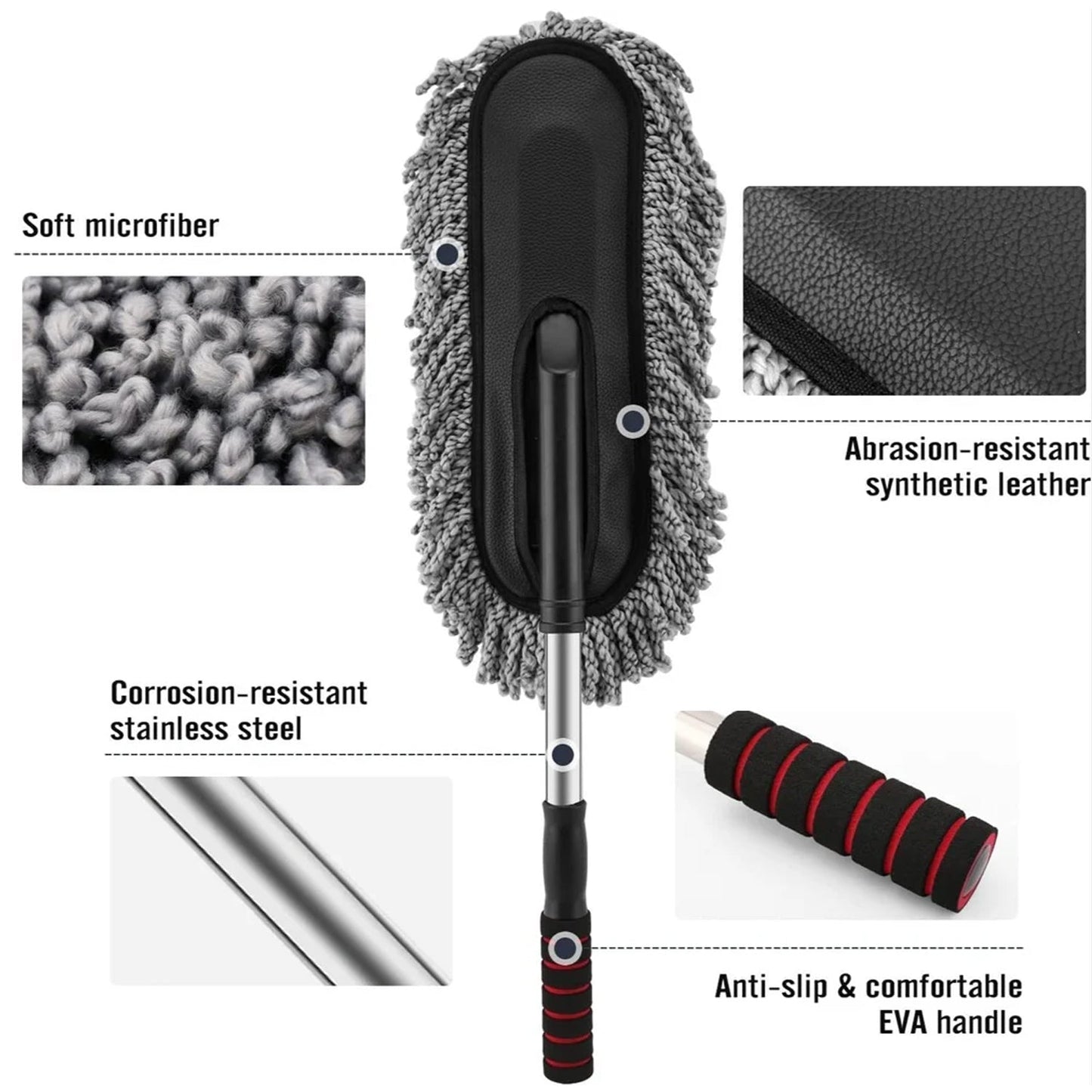 Car Duster, Long Retractable / Soft / Non-Slip / Handle Signature Kart