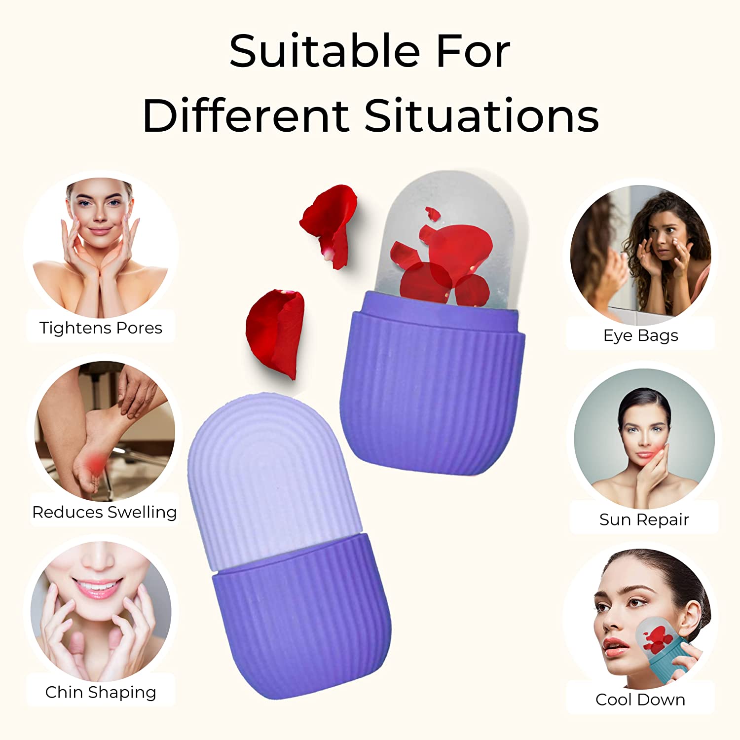 Beauty Ice Roller for Face & Eye Massage (Reusable, Purple / Without Box) signaturekarts