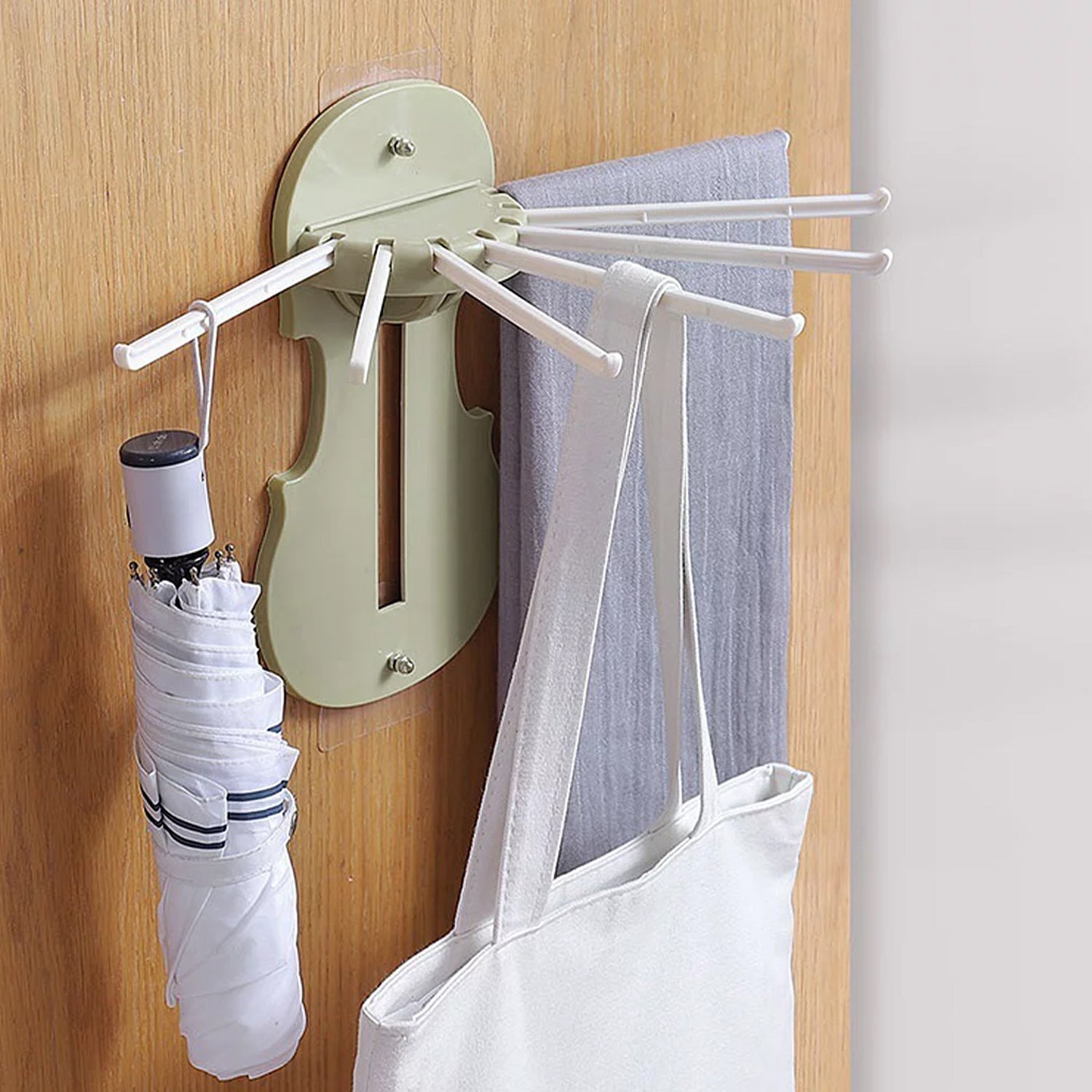Plastic 7 in 1 Retractable Wall Mounted Pull Out Hanger for Kitchen Bath Signaturekarts