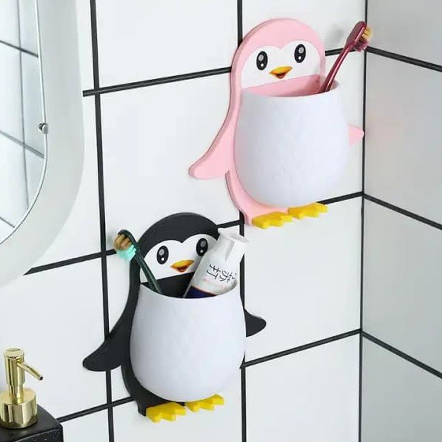 Penguin Storage Box, Wall Nightstand, Office Plastic Wall Mount signaturekarts