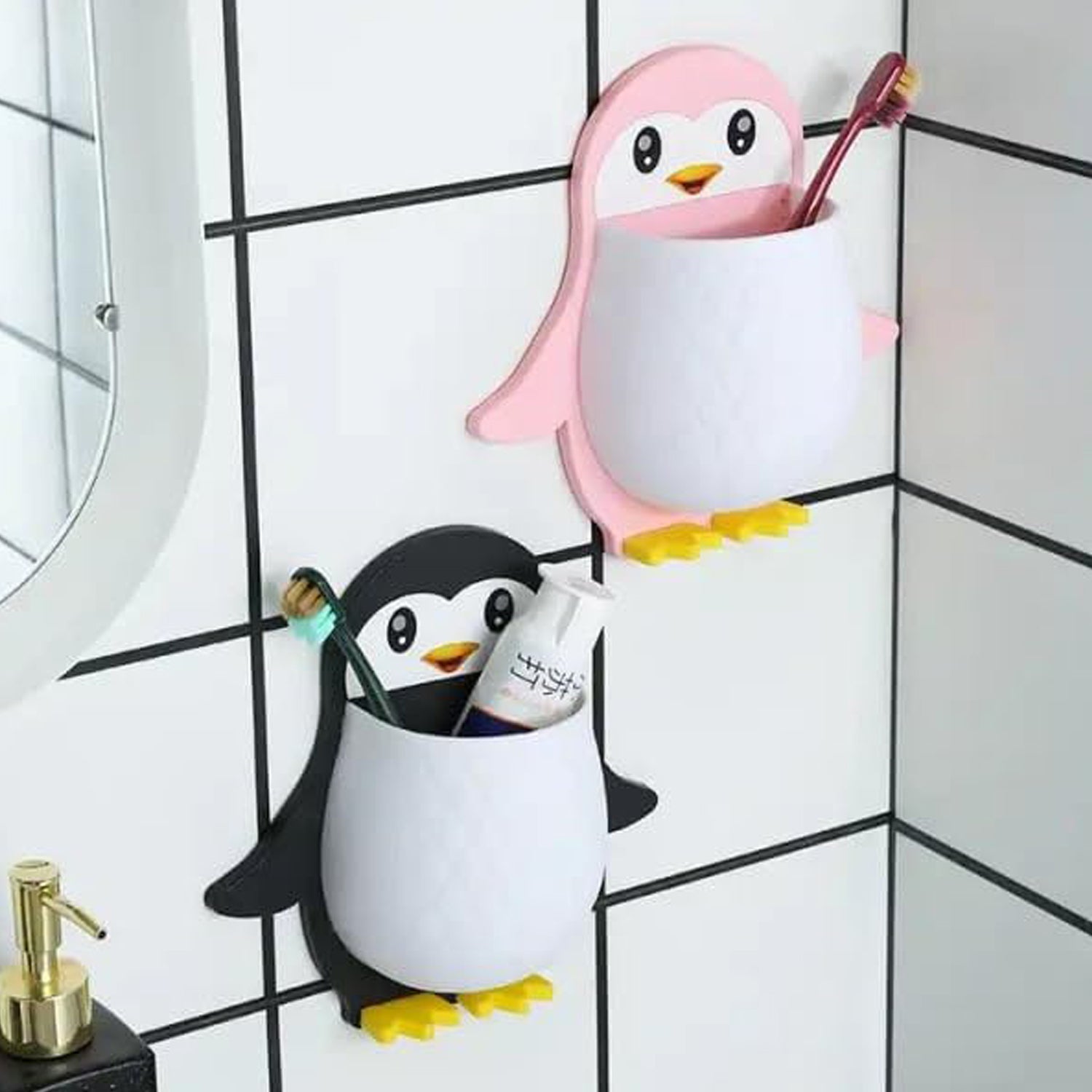 Penguin Storage Box, Wall Nightstand, Office Plastic Wall Mount signaturekarts