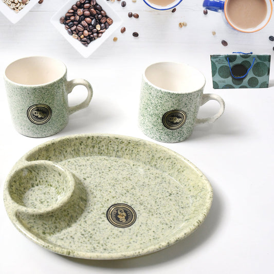 Ceramic Tea/Coffee Cup Set - Alpino 3-Piece 2-Compartment Serving Platter (BPA-Free) signaturekarts