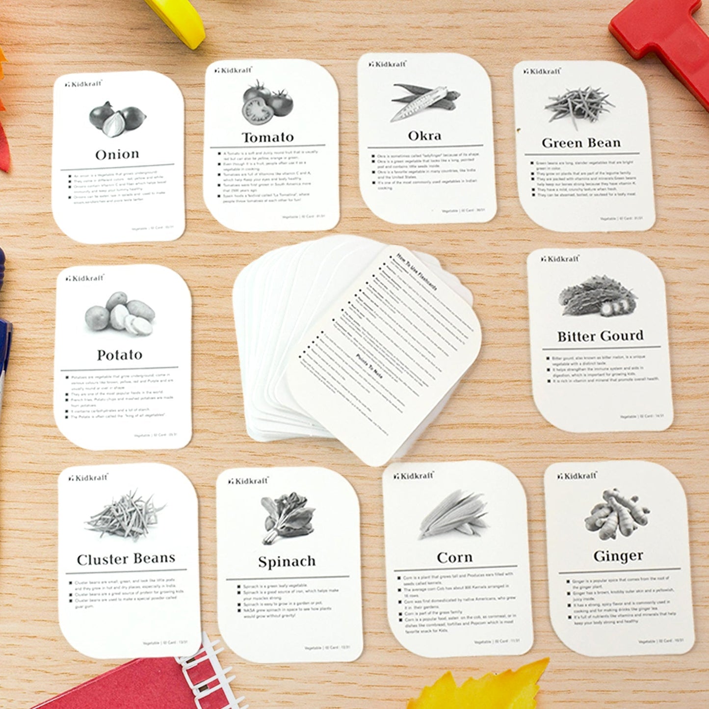 Kidkraft 32-Piece Educational Vegetable Flash Cards Set Signature kart