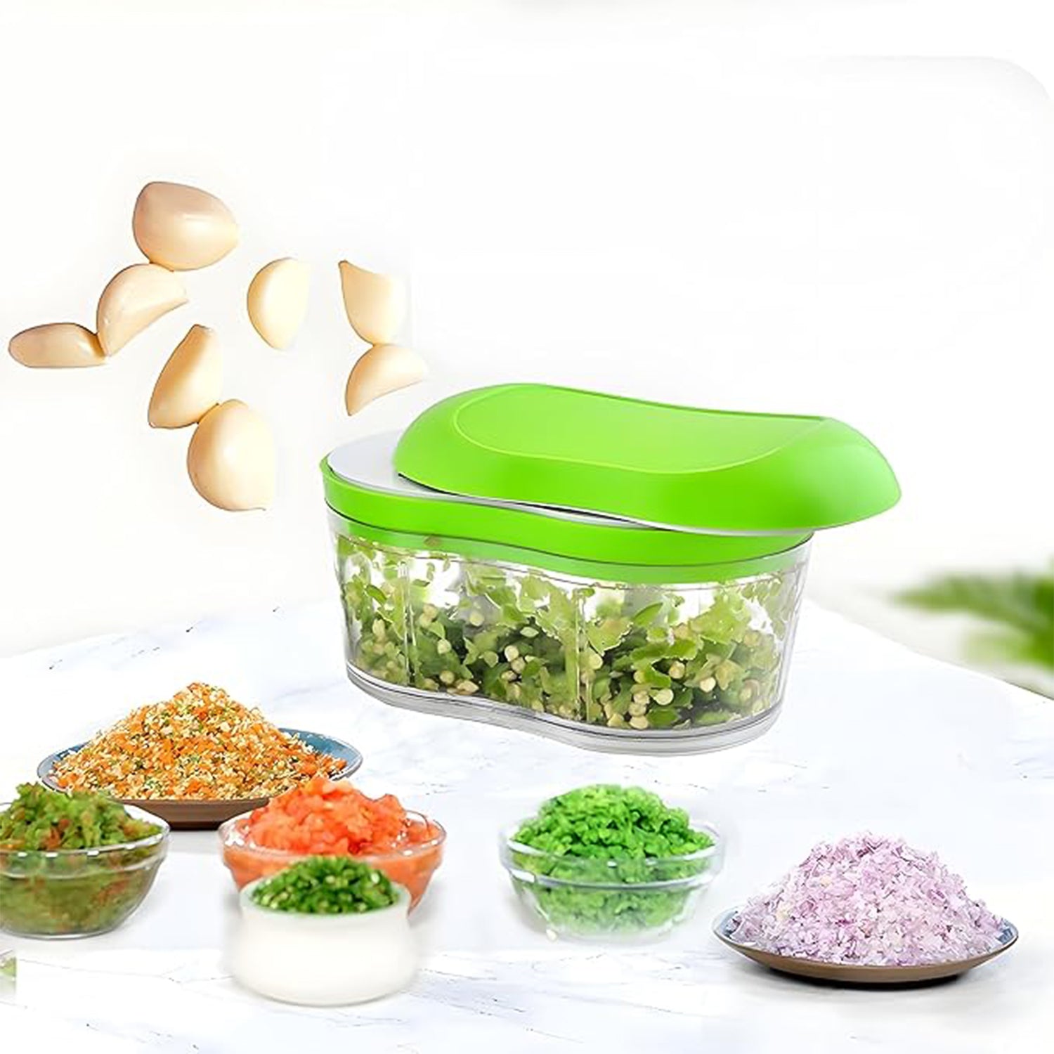 Manual Hand Push Garlic Cutter & Vegetable Chopper (1 pc) Signature kart