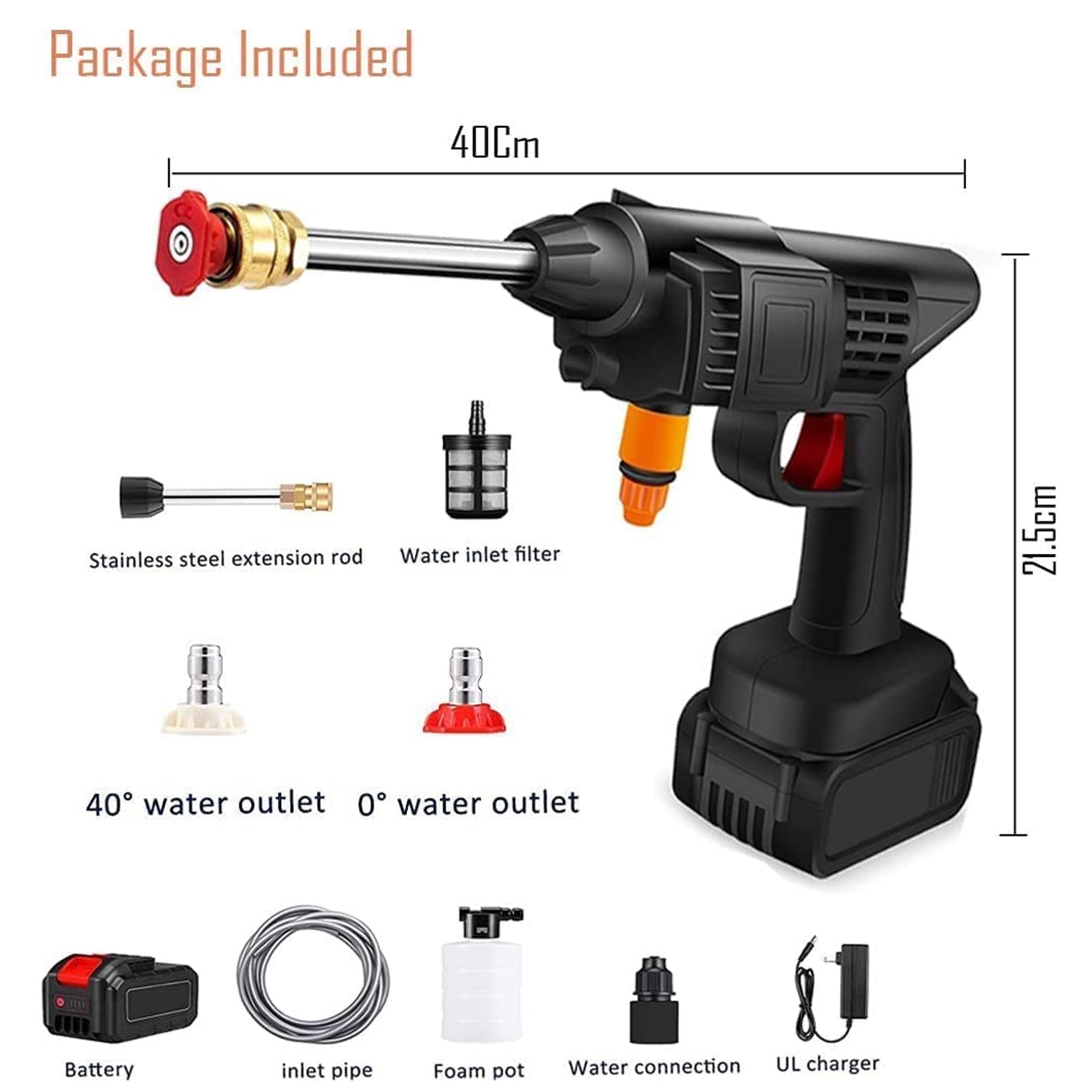 48V Portable Car Pressure Washer Kit with Rechargeable Battery signaturekarts