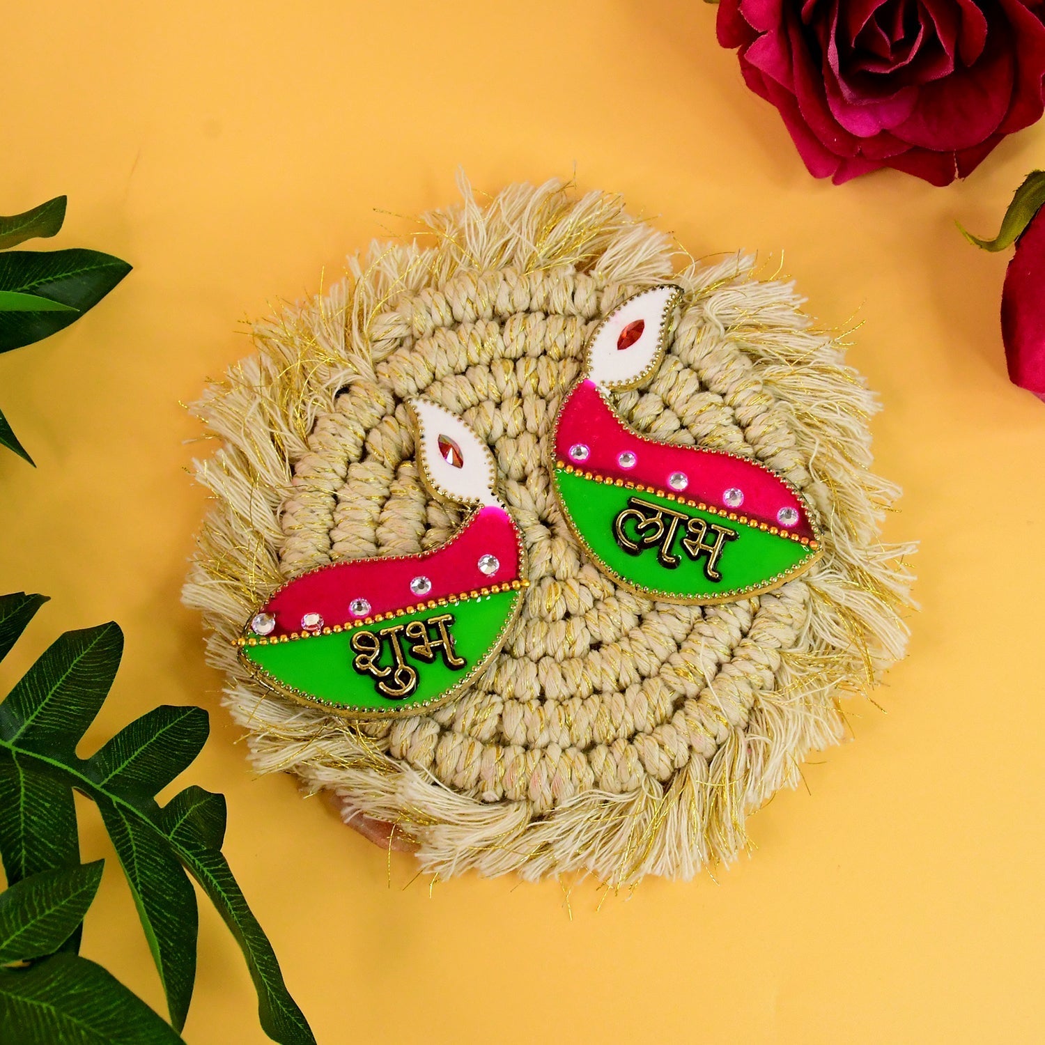 Shubh Labh Diya Shaped Wall Hangings (2 Pc) signaturekarts
