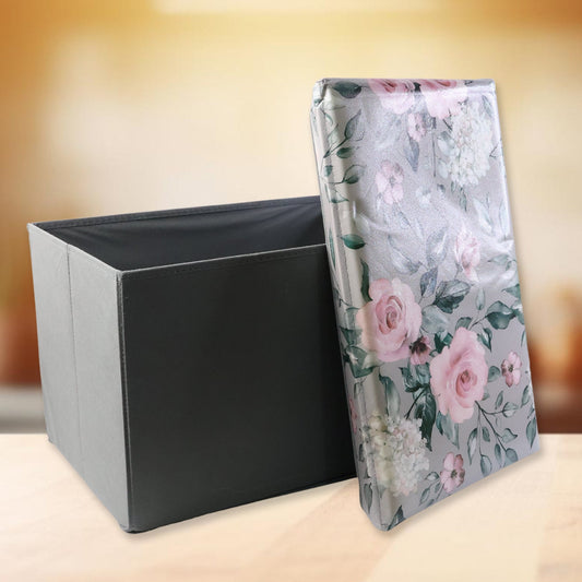 Premium Foldable Storage Box with Floral Lid (1 Pc) signaturekarts
