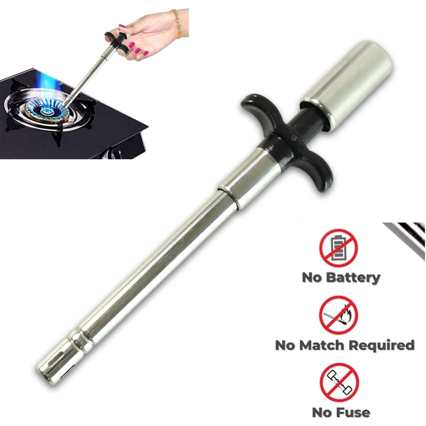 Apex Stainless Steel Kitchen Gas Stove Lighter - (1 Pc) signaturekarts