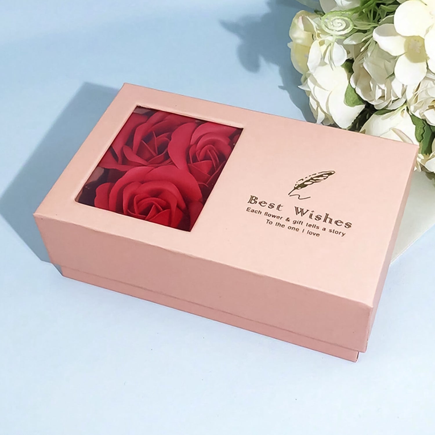 Jewellery Gift Box with Lids & Roses Packaging Box with 6 Roses (1 Set) Signaturekarts