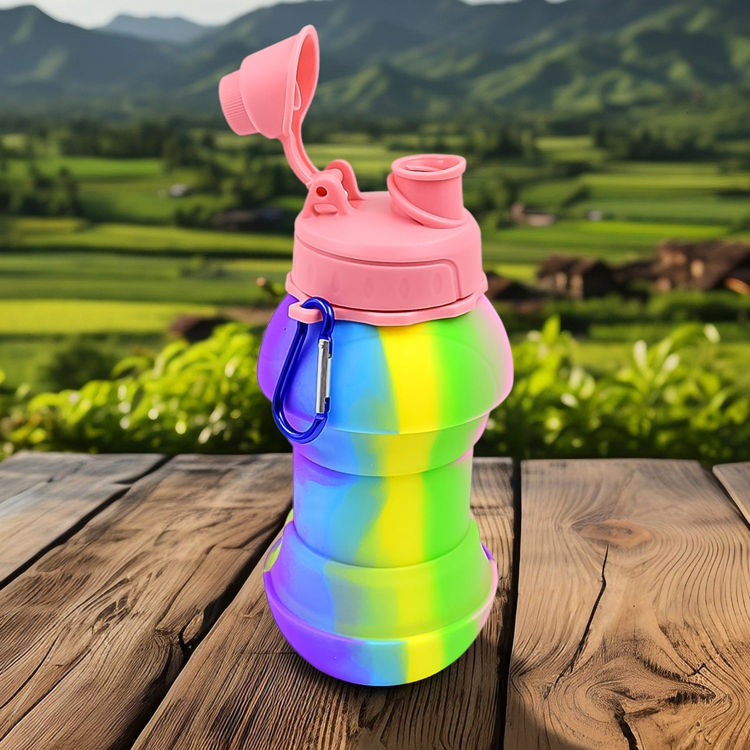 Flexible Collapsible Silicone Sports Water Bottle (260 ML / 20 CM Folding) signaturekarts