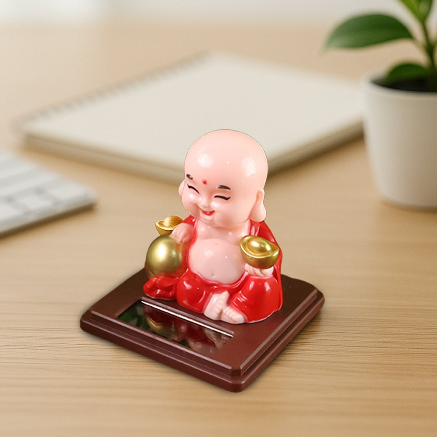 Solar Power Moving Head Buddha Statue Car Ornament (1 Pc / Mix Color) Signaturekarts