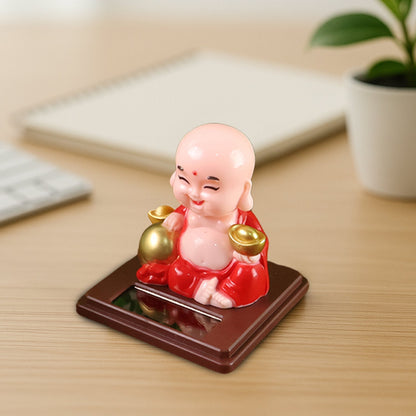 Solar Power Moving Head Buddha Statue Car Ornament (1 Pc / Mix Color) Signaturekarts