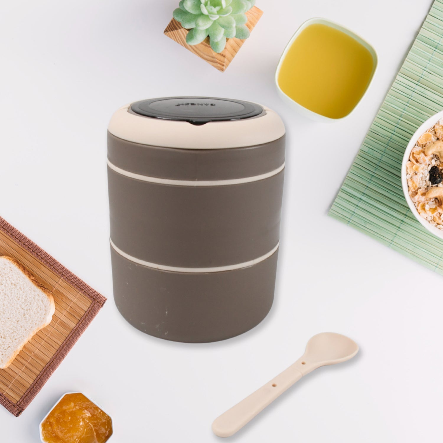 Ganesh Stack 2-Layer Stainless Steel Leak-Proof Lunch Box for Office, School, Picnic signaturekarts