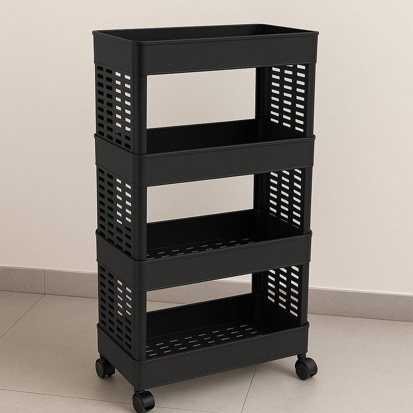 4-Layer Plastic Storage Rack with Wheels Signature Kart