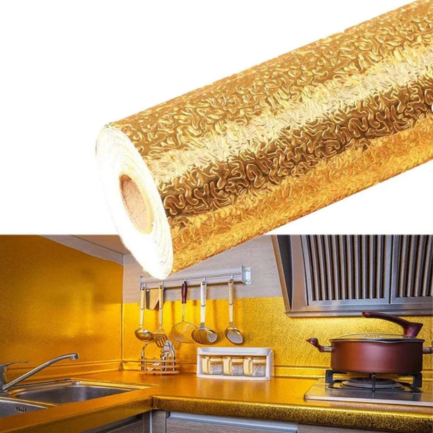 Oil-Proof Aluminum Foil Sticker – Waterproof Self-Adhesive Kitchen Wallpaper signaturekarts