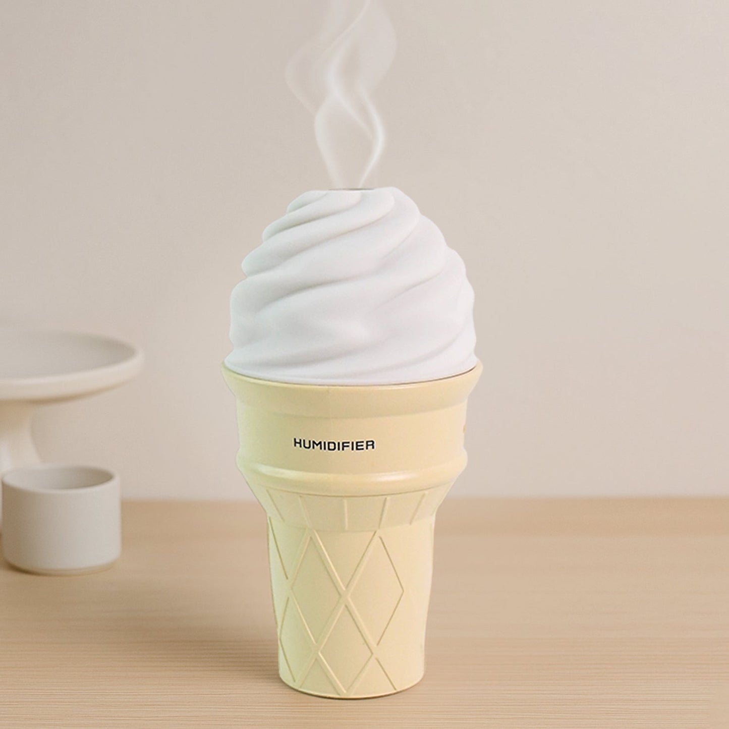 Ice Cream Cone Shape Air Freshener Humidifier (1Pc / Cream Color) Signature kart