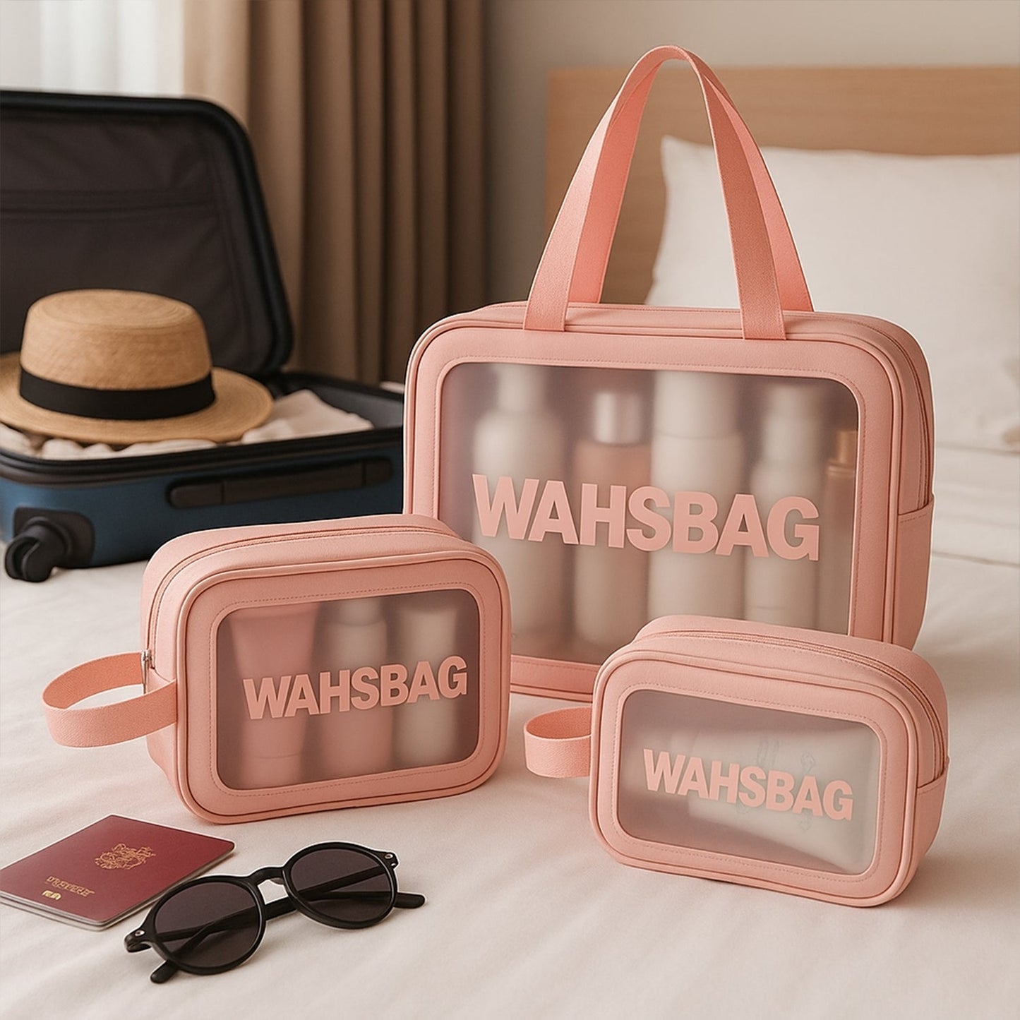 Cosmetic Pouch, Make up Bag for Home & Travel,Accessories Set of 3 Signaturekarts