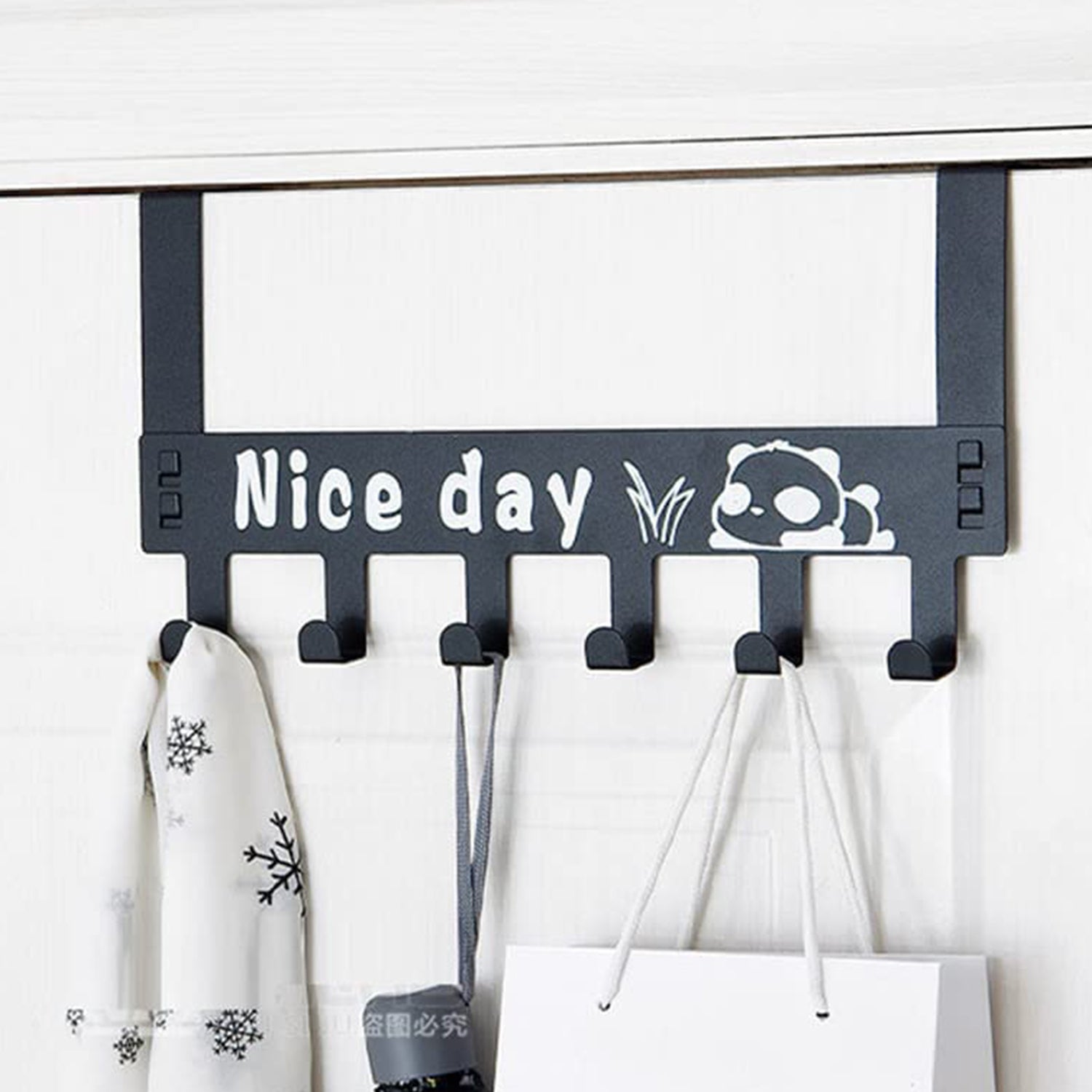 Heavy-Duty Carbon Steel Over Door Hook Rack for Towels & Coats (1 Pc, 6 Hooks) signaturekarts