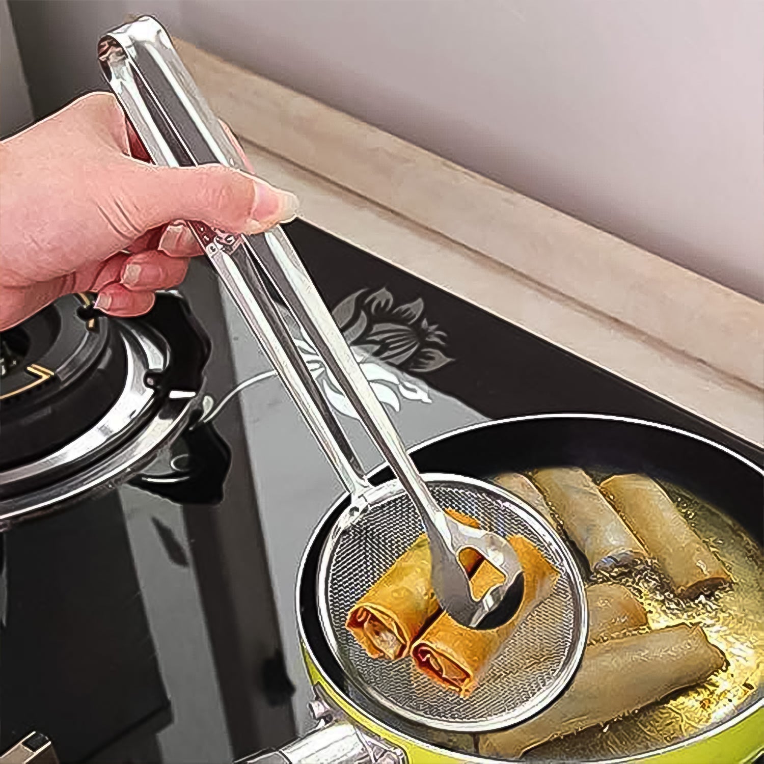 2In1 Stainless Steel Filter Spoon with Clip Food Kitchen Oil-Frying Multi-Functional Signature Kart