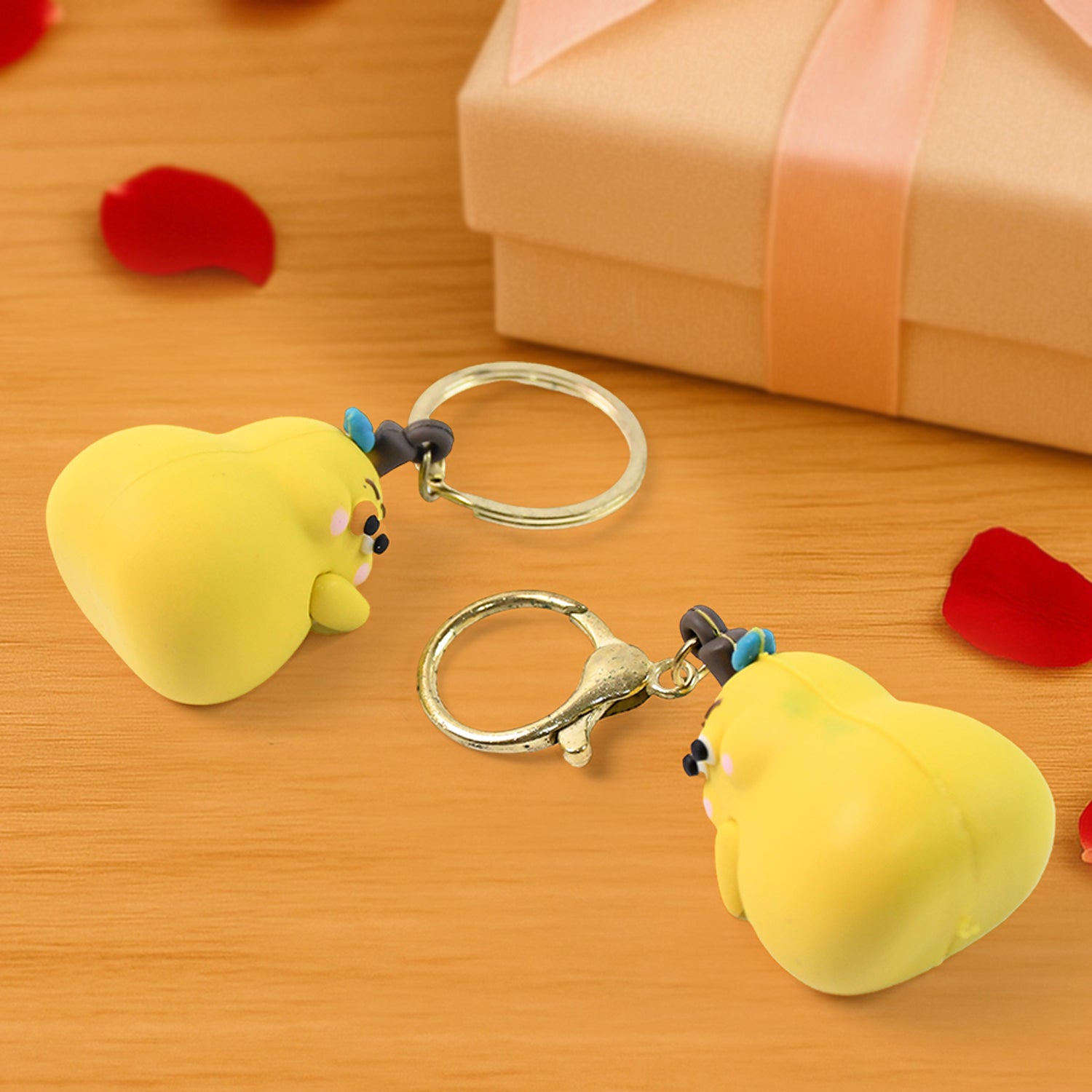 2-in-1 Cute Cartoon Couple Keychain Signature kart