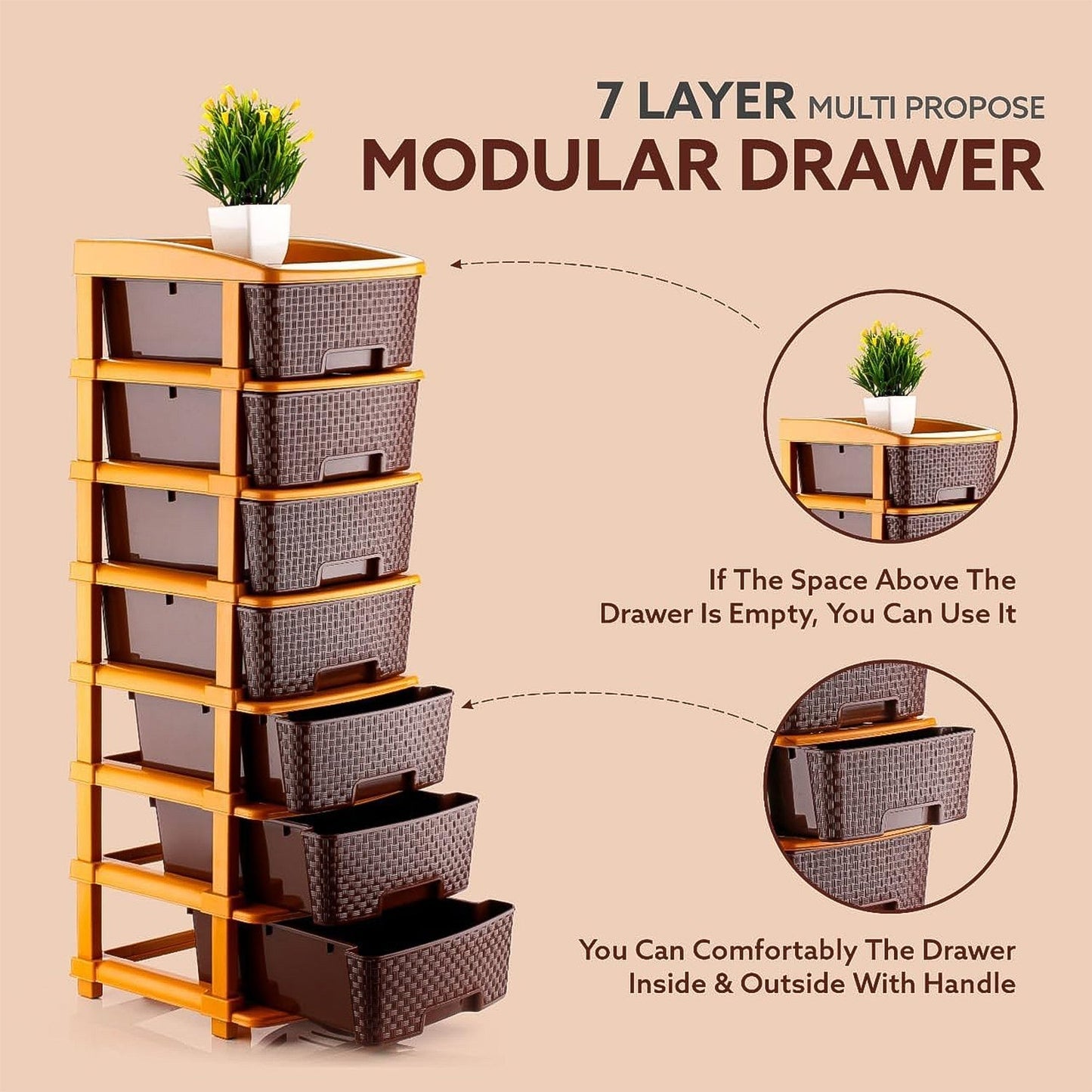 7-Layer Multipurpose Plastic Storage Drawer Organizer Signature kart
