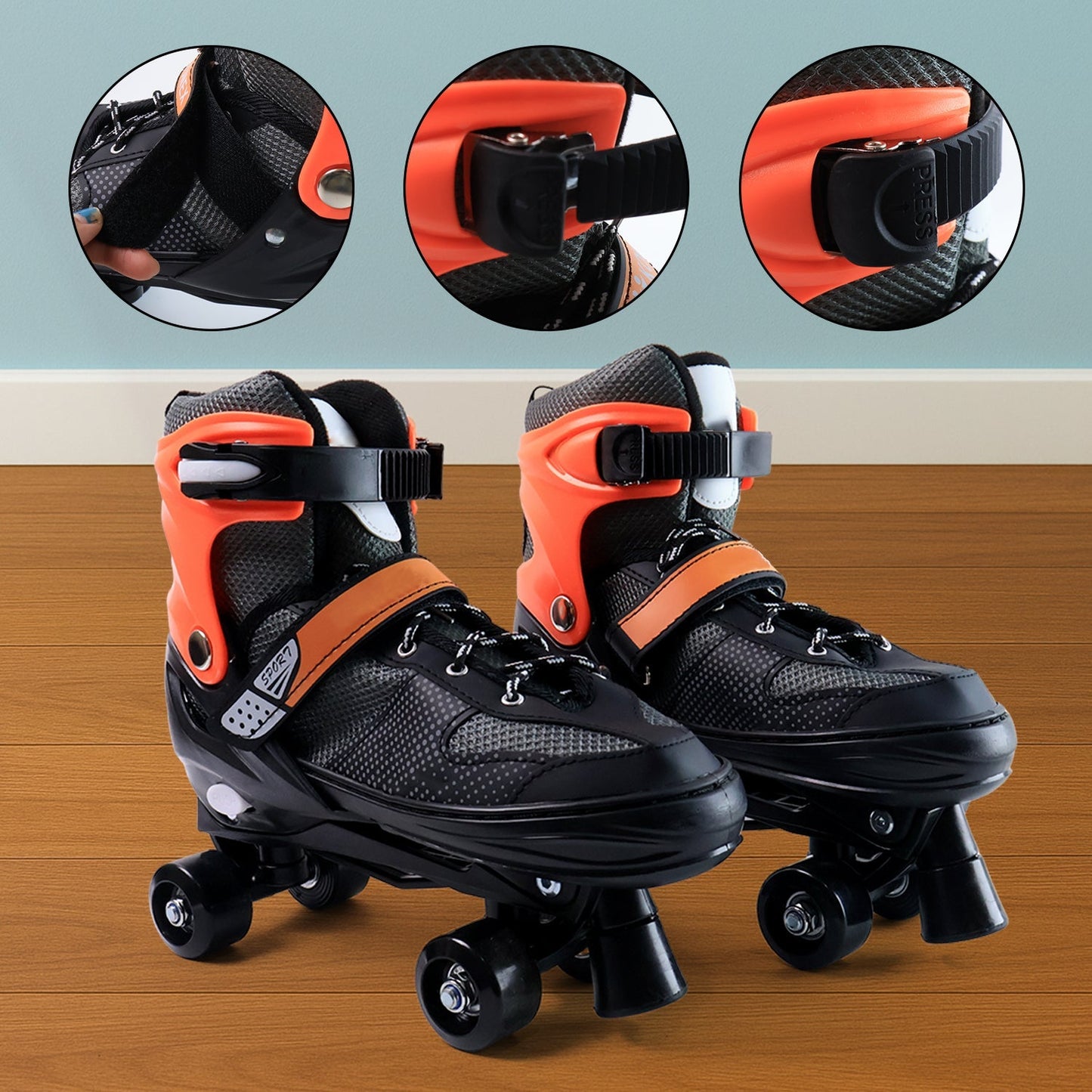 Adjustable Quad Roller Skates for Kids (XL / 1 Pair) Signature Kart