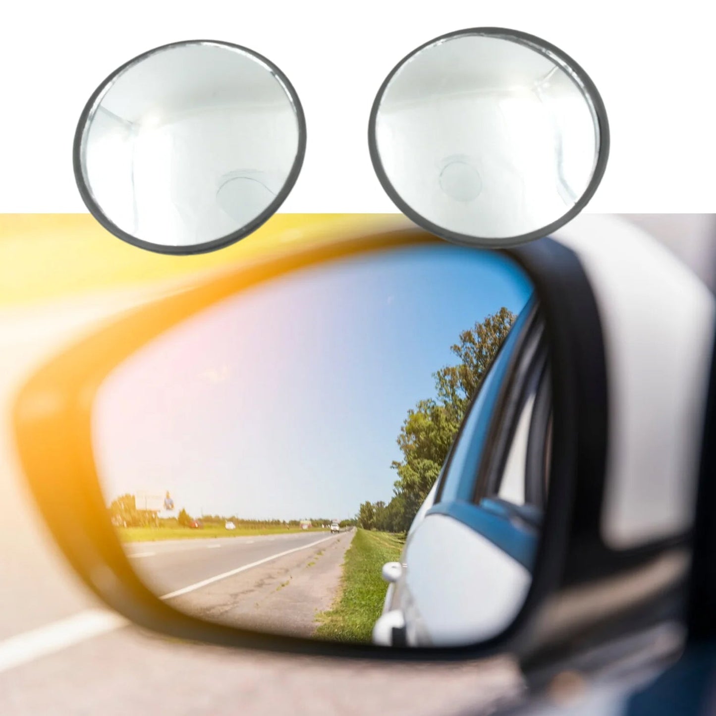 Car Blind Spot Mirror – HD Glass, Convex & Frameless (2 Pcs Set) signaturekarts