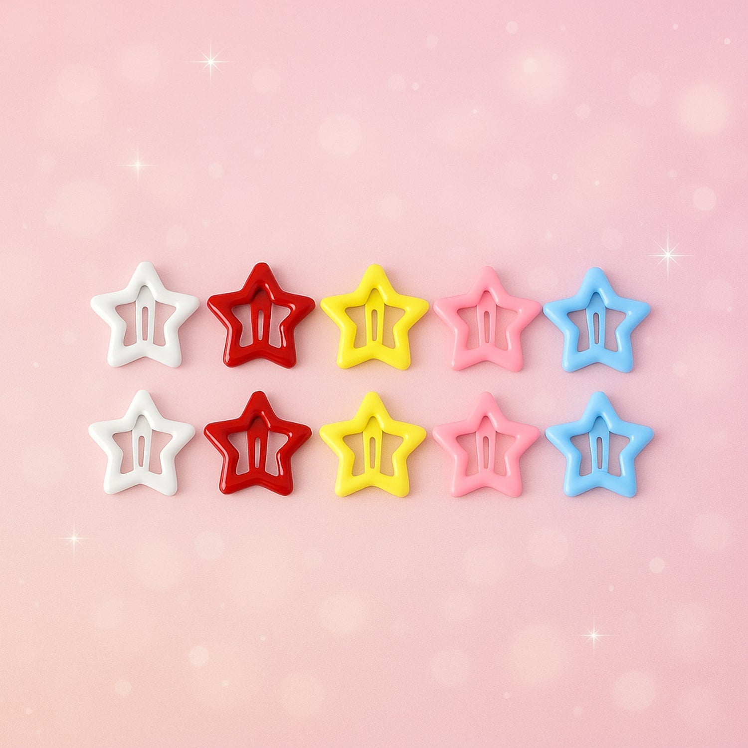 Metal Printed Star Shape Hair Clips (10 Pcs Set) Signature kart