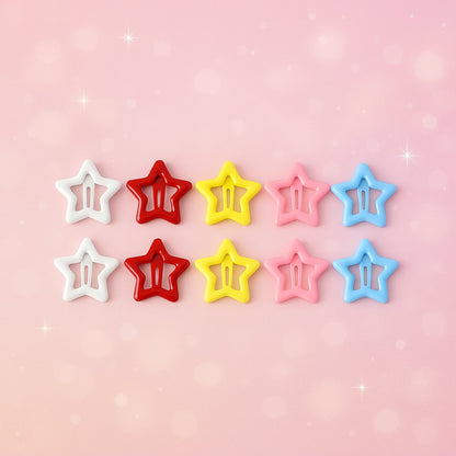 Metal Printed Star Shape Hair Clips (10 Pcs Set) Signature kart