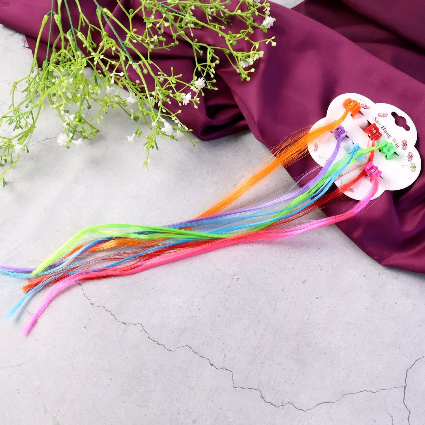 Kids Hair Extensions with Hair Clips (6 Pc Mix Color) signaturekarts